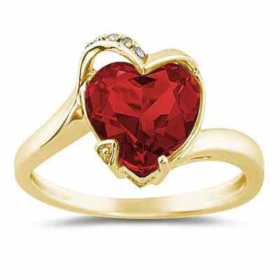 Heart Shaped Garnet and Diamond Ring, 14K Yellow Gold -  - SPR7877GT