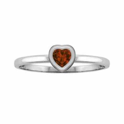 Sterling Silver Heart Garnet Bezel-Set Ring -  - MNDL-F762GTSS