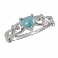 Heart-Shaped Larimar Ring in Silver