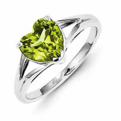 Heart Shaped Peridot Ring in Sterling Silver -  - QGRG-QDX820