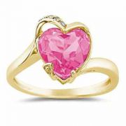 Heart-Shaped Pink Topaz Ring, 14K Gold