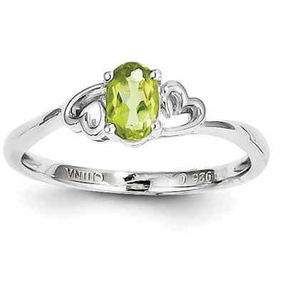 Heart Style Peridot Ring in Sterling Silver -  - QGRG-QBR15AUG