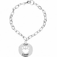 Heart U Back - Cat Lover Bracelet in Sterling Silver