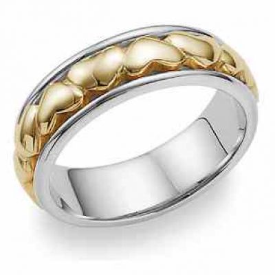 Heart Wedding Band Ring - 14K Two-Tone Gold -  - WED-CL-KWY