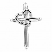 Heart with Cross Pendant in 14K White Gold