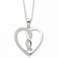 Hearts Joined Together Necklace, Sterling Silver