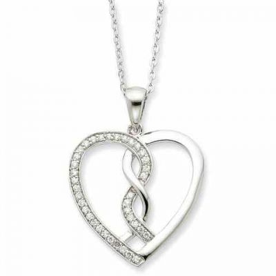 Hearts Joined Together Necklace, Sterling Silver -  - QG-QSX335