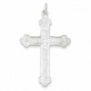 Heraldic Flower Budded Cross in Sterling Silver