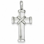 High-Polished Designer Cross Pendant in 14K White Gold