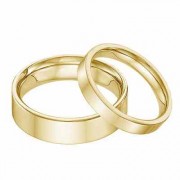 His and Hers 14K Yellow Gold Flat Wedding Band Ring Set