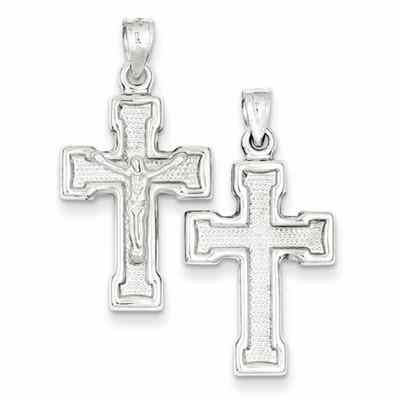 Hollow Double-Sided Crucifix Pendant, Sterling Silver -  - QGCR-QC5405