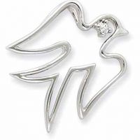 Holy Spirit CZ Dove Pendant in Sterling Silver