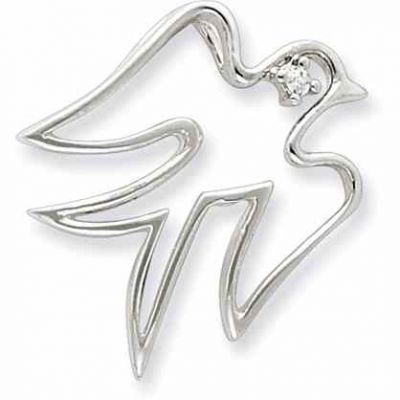 Holy Spirit CZ Dove Pendant in Sterling Silver -  - QGPD-QC5378