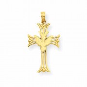 Holy Spirit Dove Cross Pendant for Women, 14K Gold
