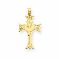 Holy Spirit Dove Cross Pendant for Women, 14K Gold