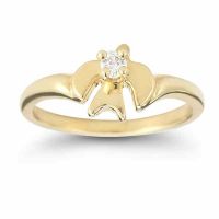 Holy Spirit Dove Diamond Ring in 14K Yellow Gold