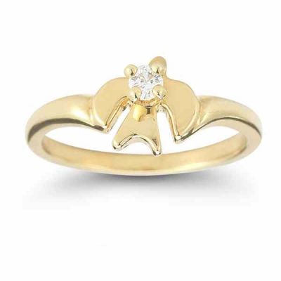 Holy Spirit Dove Diamond Ring in 14K Yellow Gold -  - AOGEGR-3017Y