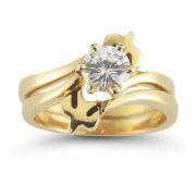 Holy Spirit Dove CZ Engagement Ring Set, 14K Gold