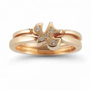 Holy Spirit Dove Cubic Zirconia Engagement Ring Set in 14K Rose Gold