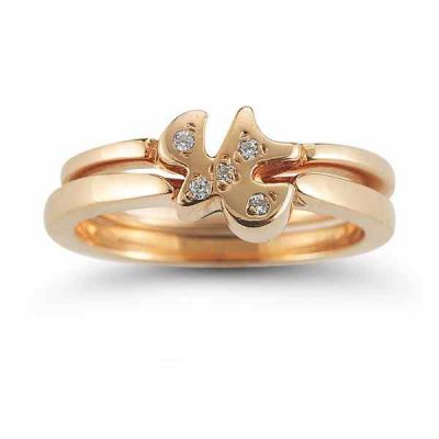 Holy Spirit Dove Diamond Engagement Ring Set in 14K Rose Gold -  - AOGEGR-3019R