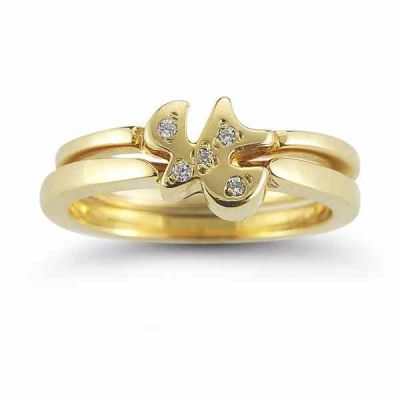 Holy Spirit Dove Diamond Engagement Ring Set in 14K Yellow Gold -  - AOGEGR-3019Y