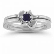 Holy Spirit Dove Sapphire Engagement Ring Set
