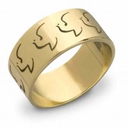 Holy Spirit Dove Wedding Band in 14K Yellow Gold