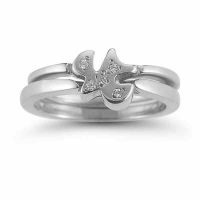 Holy Spirit Dove White Topaz Bridal Ring Set in Sterling Silver