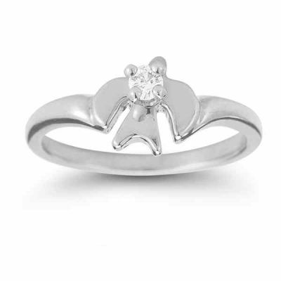 Holy Spirit Dove Cubic Zirconia Ring in 14K White Gold -  - AOGEGR-3017WCZ