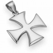 Holy Warrior Cross Pendant, 14K White Gold