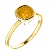 Honey Citrine Antique-Square Bezel-Set Ring in 14K Yellow Gold