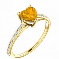Honey-Citrine Heart-Shaped Ring in 14K 14K Yellow Gold