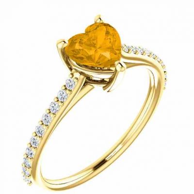 Honey-Citrine Heart-Shaped Ring in 14K 14K Yellow Gold -  - STLRG-71609CTY