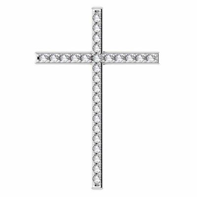 I Am the Resurrection Diamond Cross Pendant in White Gold -  - STLCR-R42337DW