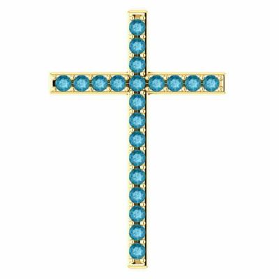 I Am the Way London Blue Topaz Gold Cross Pendant -  - STLCR-R42337LBTY
