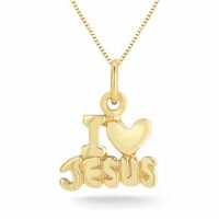 I Love Jesus Heart Pendant, 14K Yellow Gold