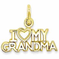 I Love My Grandma Charm Pendant in 14K Gold