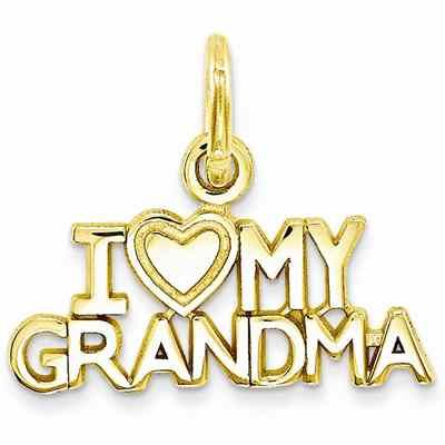 I Love My Grandma Charm Pendant in 14K Gold -  - QGPD-C397