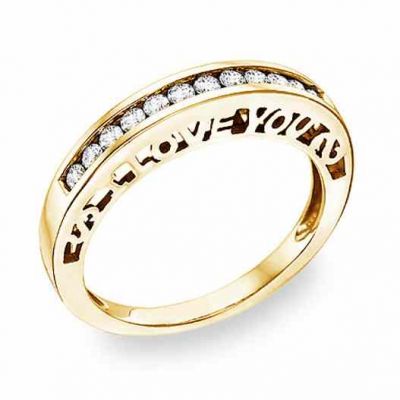 I Love You Diamond Band in 14K Yellow Gold -  - DWB-5Y