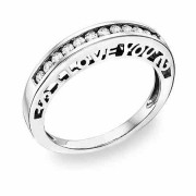 I Love You Diamond Band Ring, 14K White Gold