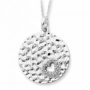 I Wish You Enough Love Sterling Disc Pendant with CZ Heart Accent