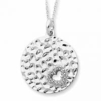 I Wish You Enough Love Sterling Disc Pendant with CZ Heart Accent