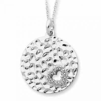 I Wish You Enough Love Sterling Disc Pendant with CZ Heart Accent -  - QG-QSX268