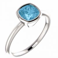 Ice Blue Topaz Cushion-Cut Solitaire Ring in 14K White Gold