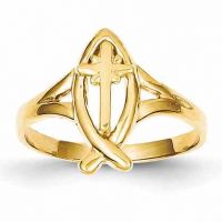 Ichthus Cross Ring, 14K Gold