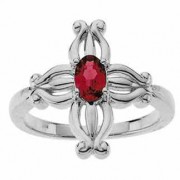 Insignia Ruby Cross Ring in 14K White Gold