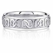 Interlaced Celtic Heart Knot Wedding Band Ring, Sterling Silver