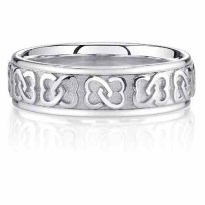 Interlaced Celtic Heart Knot Wedding Band Ring, Sterling Silver -  - JDB-114SS