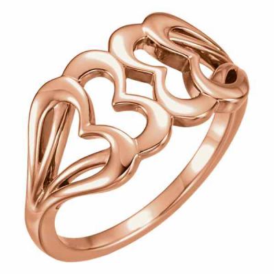 Interlocking 14K Rose Gold Heart Ring -  - STLRG-51576R