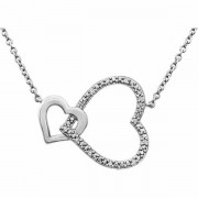 Interlocking Diamond Heart Necklace, Sterling Silver